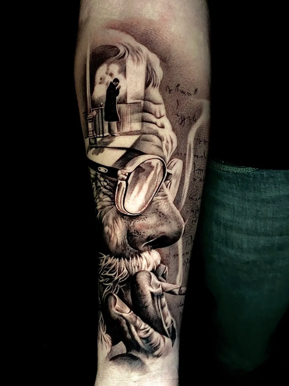 tattoo of old smoking man